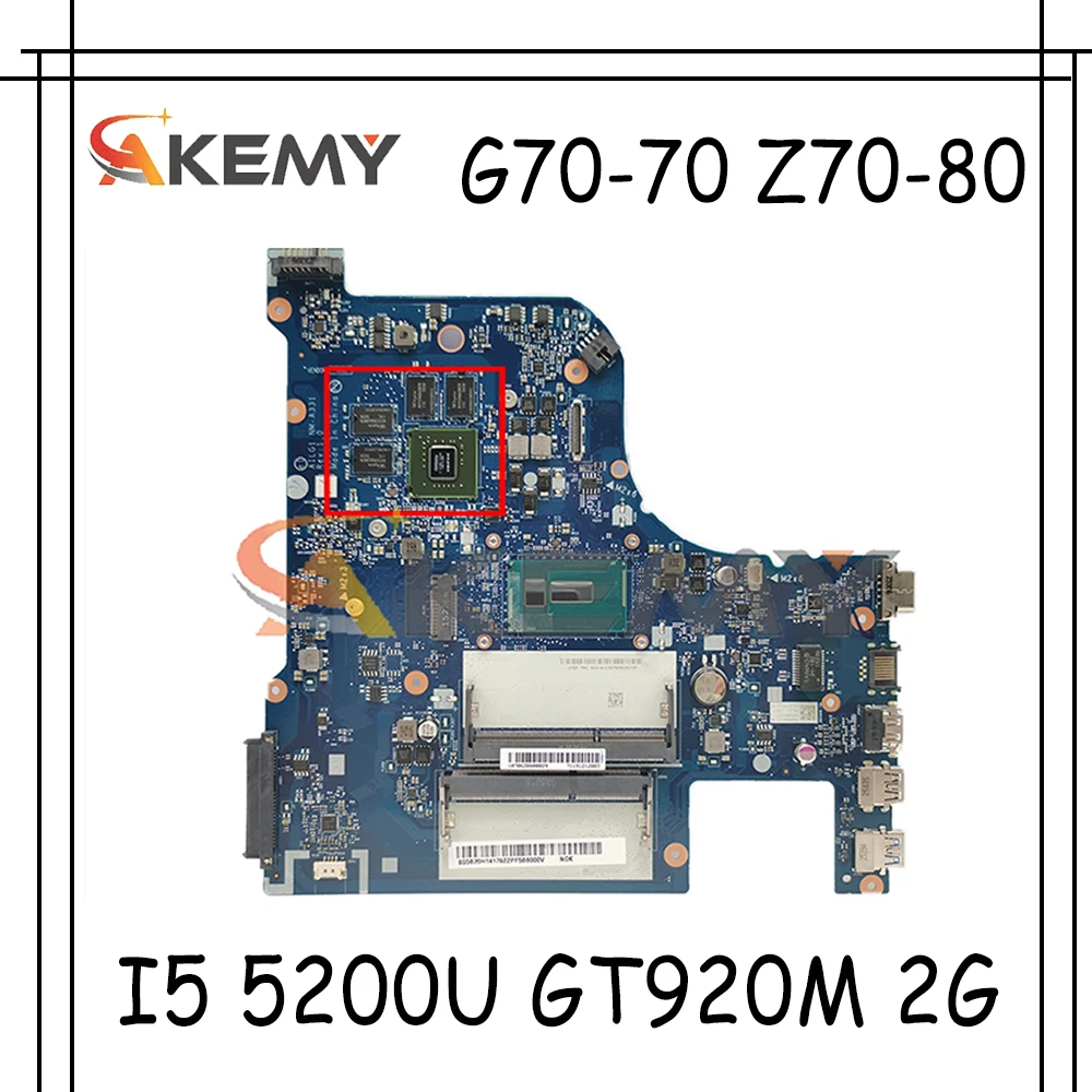 

Материнская плата Akemy AILG1 NM-A331 для Lenovo G70-70 Z70-80 G70-80, материнская плата для ноутбука, процессор I5 5200U GT920M 2G 100% тест