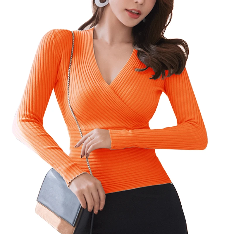 2019 женский новый тонкий свитер Осенний приталенный вязаный джемпер Классический