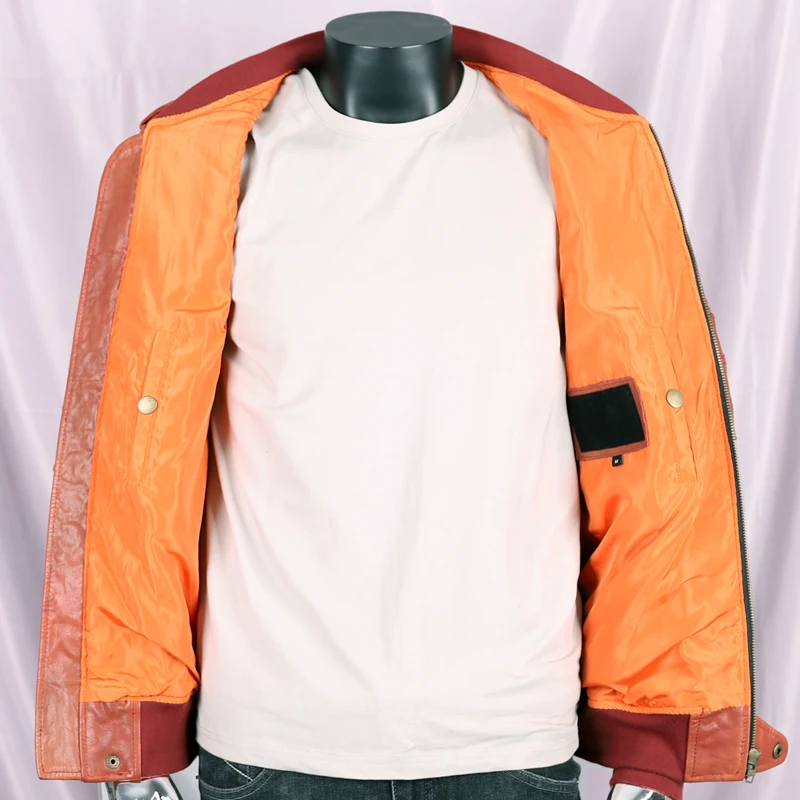 

Men's Sheepskin Jacket Autumn and Winter Slim Motorcycle Leather Jacket With Pockets Sheepskin Coat