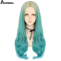 anogol platinum ombre blue synthetic wigs long natural wave wig free part high temperature fiber for women cosplay