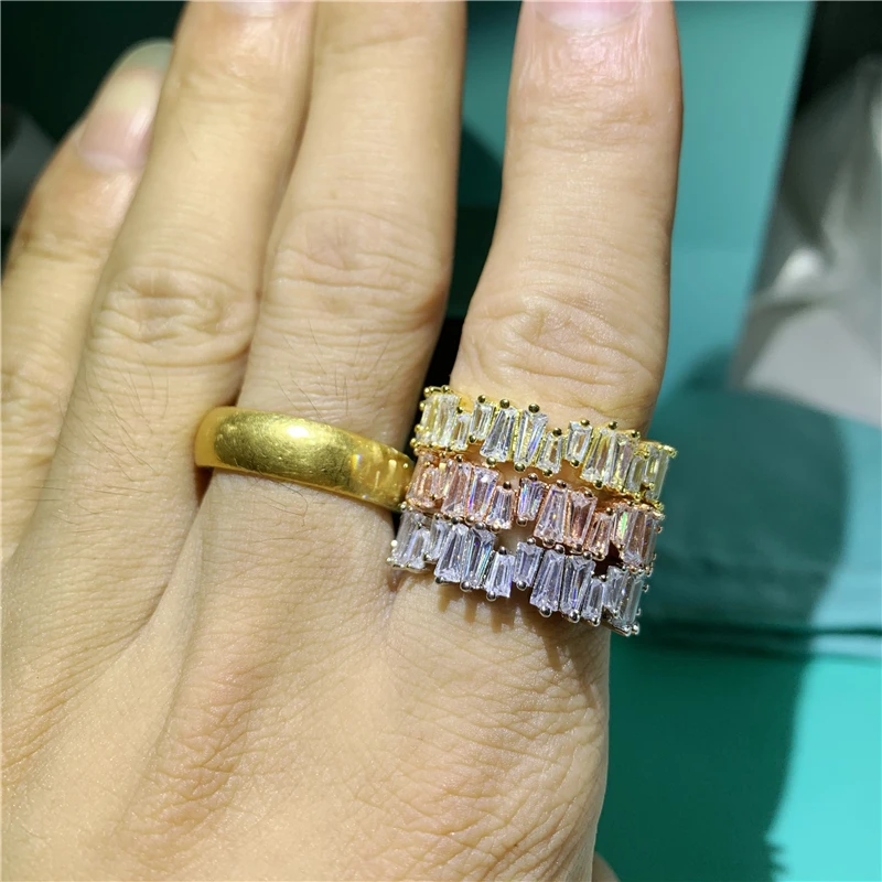 Кольцо Eternity promise Радужное AAAAA cz 925 пробы серебро роскошные вечерние Обручальные кольца для мужчин и женщин bijoux подарок