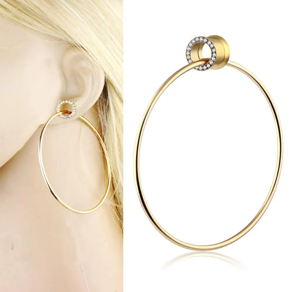 

1Pc Women Rhinestone Circle Dangle Ear Plug Stretcher Expander Piercing Jewelry