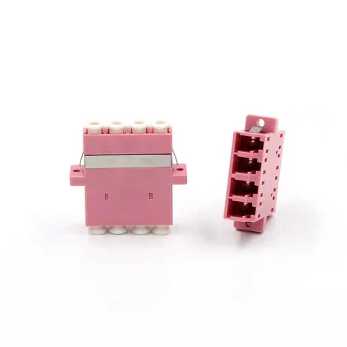 50pcs LC Quad fiber optic Adapter OM4 Magenta optical fibre connector UPC ftth coupler MM free shipping IL&lt0.2dB ELINK | Мобильные