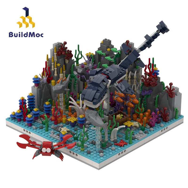 

BuildMOC Ideas Creative Seabed World Ecological Group Coral Reef 31088 Marine Dinosaur Crab Creator Building Blocks Toys Gifts