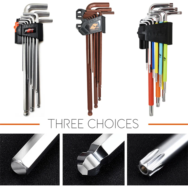 9PCS Double-End L Type Screwdriver Hex Wrench Set Allen Key Hexagon Flat Ball Torx Star Head Spanner Hand Tools | Инструменты