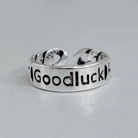 silver 925 jewelry handmade goodluck english letter ring female sterling silver trendy open index finger ring 2019 gift