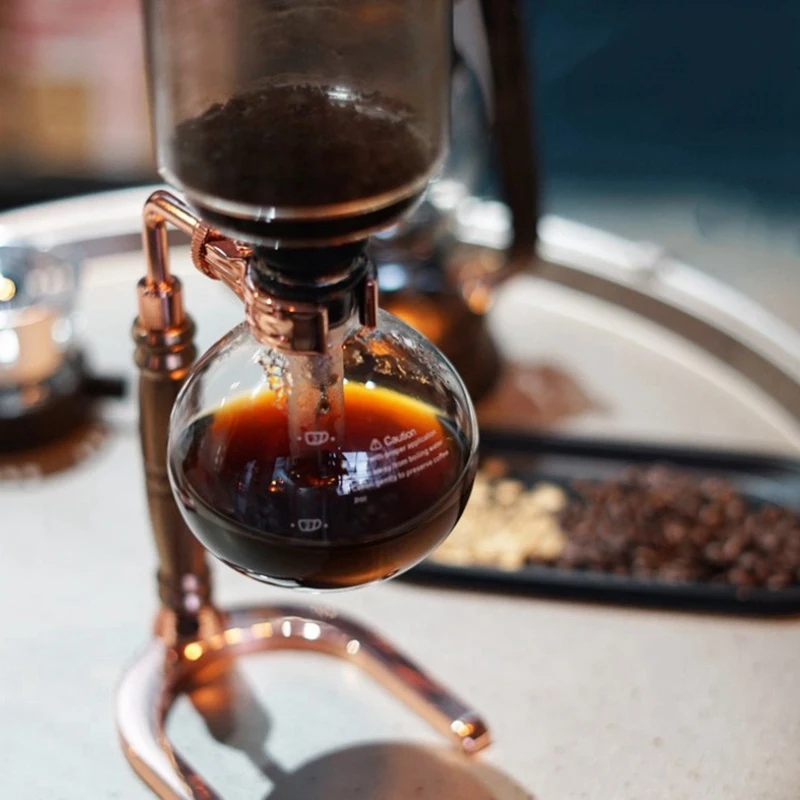 Japanese Style Siphon Coffee Maker Tea Pot Vacuum Coffeemaker Glass Type Machine Filter 3Cups Rose Gold | Дом и сад