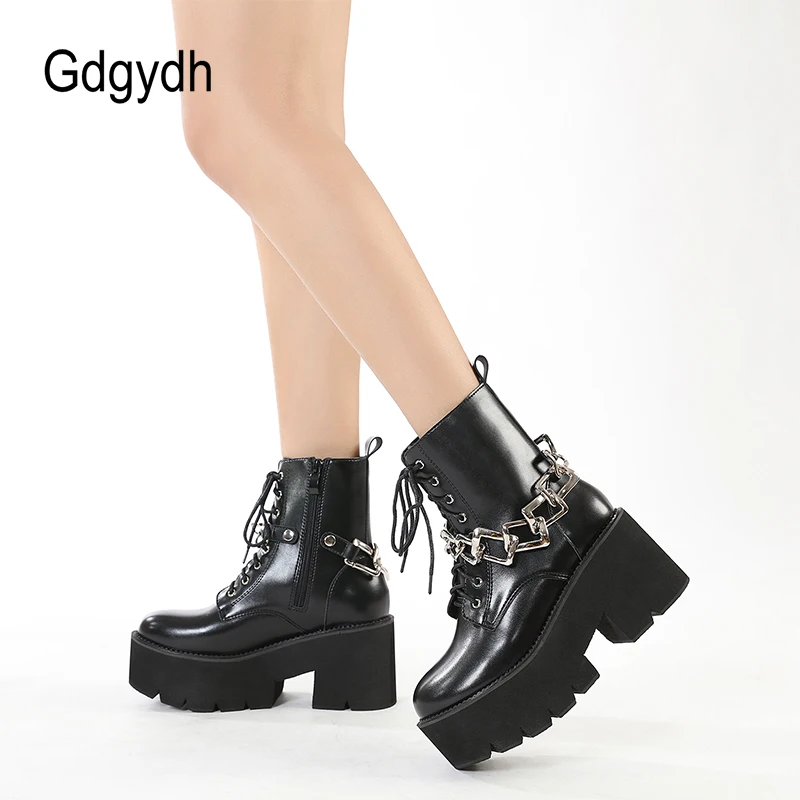Женские ботильоны на платформе Gdgydh Goth мотоциклетные ботинки массивном