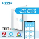 Настенный сенсорный светильник ель LIVOLO Zigbee, выключатель с голосовым управлением и управлением голосом, из закаленного хрусталя, для умного дома, с Wi-Fi