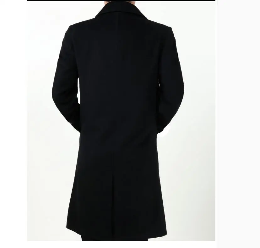 

Autumn And S-4xl Winter Middle-aged Wool Cashmere Men's Thick Woolen Long Trench Coat Warm Windbreaker Plus Size Clothing