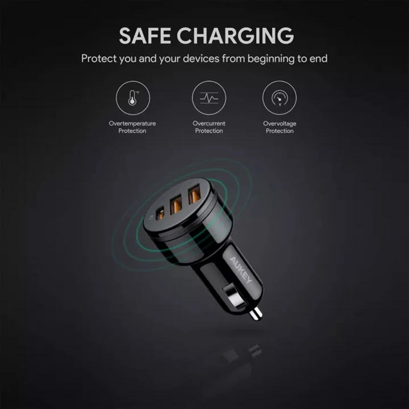 Aukey CC-Y16 USB C PD автомобильное зарядное устройство Quick Charge 3 0 Быстрая зарядка