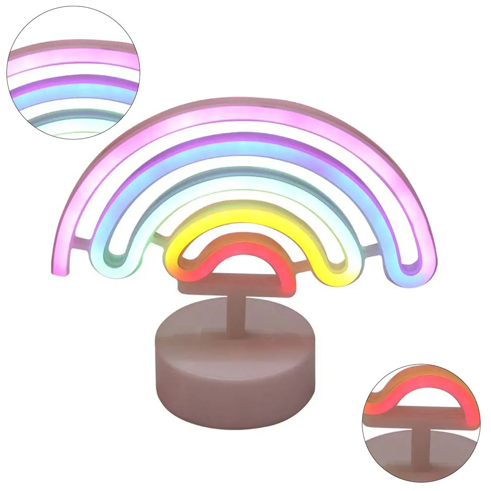 

Rainbow Shape Night Light Battery USB Dual Purpose Layout Photo Props Decoration Birthday Gift Without Battery