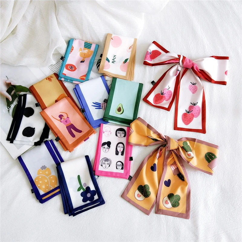 

Long Thin Ribbon Sweet Colorful Decorative Scarf For Women Long Skinny Hair Neck Scarves Small Silk Scarf Narrow Hair Tie Band