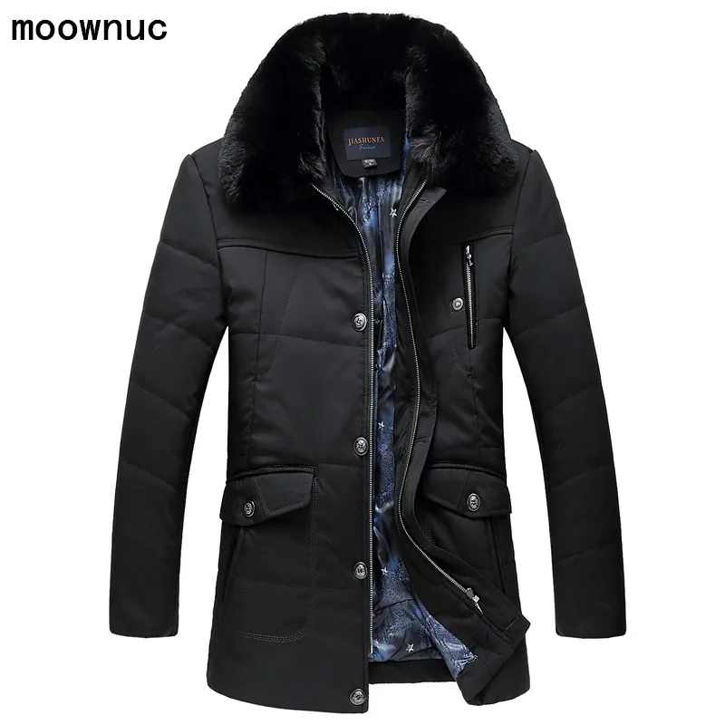 

2021 Winter New Thickened Medium And Long Wool Collar Down Cotton-Padded Coat For Men Slim, Leisure And Warm High Quality Coat