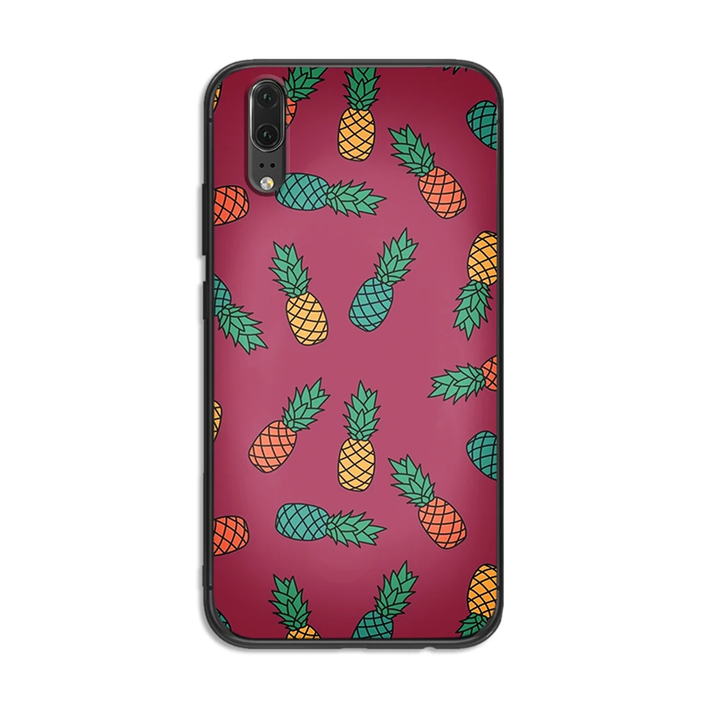 Мягкий чехол для телефона с рисунком розового ананаса и фруктов huawei P8 P9 P10 P20 P30 Lite