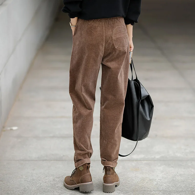 

WQJGR Fashion Pants Women Autumn and Winter High Waist Trousers Women Full Length Elastic Waist Haren Pants