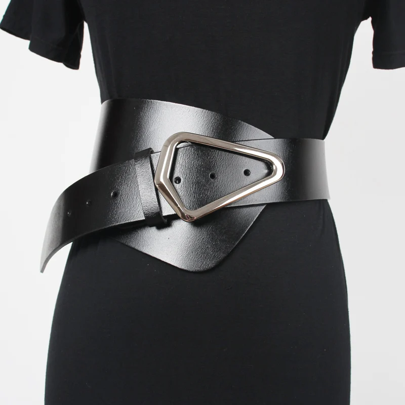 Irregular Spring Suit Shirt Women Waist Belt Real Leather Waistband WIde Cinch Strap Cowhide Cowskin Waistband Corsset Belt 2021