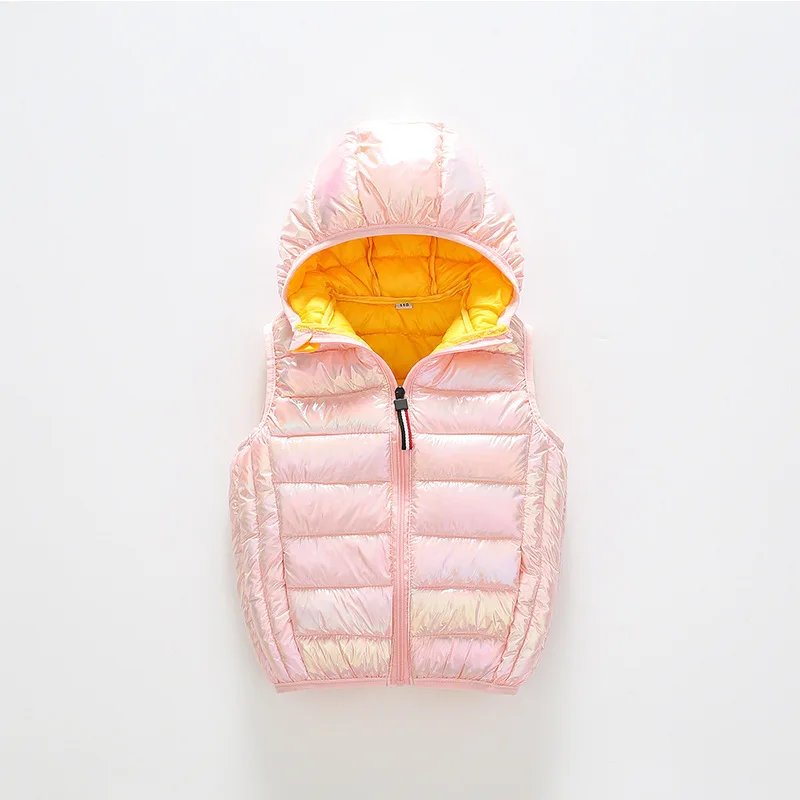 

New Child Waistcoat Children Outerwear Winter Shiny Vest For Girls Warm Hooded Kids Clothes Coat Baby Toddler Jacket TZ886