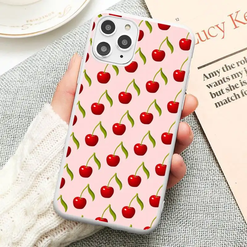 

Pink Cherries Cherry Strawberry Phone Case Candy Color for iPhone 6 6S 7 8 11 12 XS X SE 2020 XR mini pro Plus MAX funda