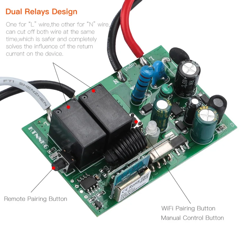 AC90 250V Tuya Smart APP Wi Fi переключатель светильник 1/2/3 Gang Беспроводной RF 433 МГц Кнопка DIY