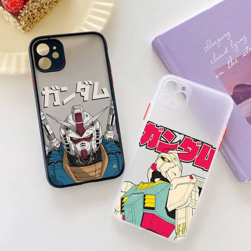 

GUNDAM Phone Case for iPhone X XR XS 7 8 Plus 11 12 pro MAX Translucent Matte Shockproof shell