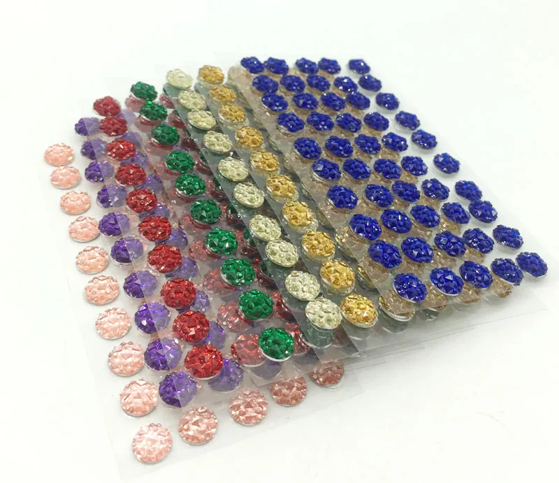 

8mm Cabochon Rhinestone Sticker Round Flatback Acrylic Stickers Self-Adhesive Paste DIY Nail Art Phone Case Decoration