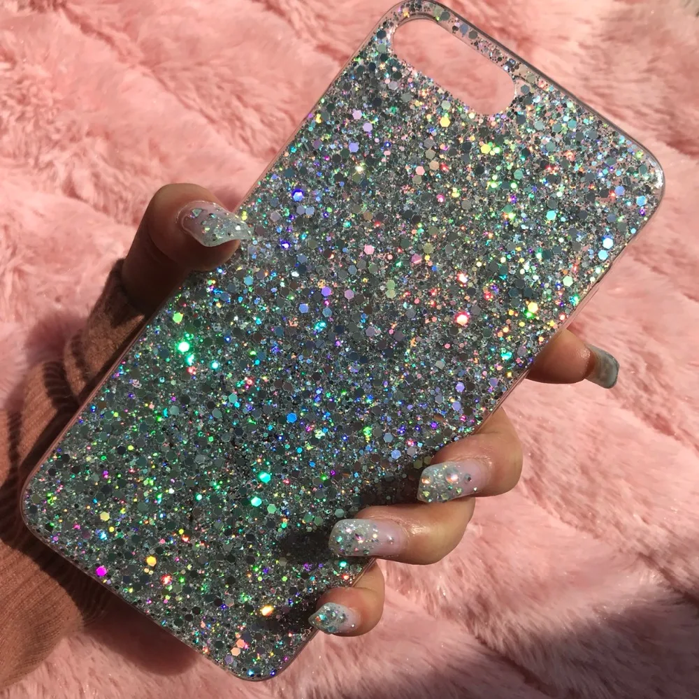 

Glitter Phone Case For iPhone 12 11 Pro Xs Max Luxury Soft Epoxy Crystal Cover For iPhone XR X 6 6s 7 8 Plus SE 2 Sequins Fundas