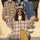 Женская блузка с отложным воротником, в клетку, 4 цвета