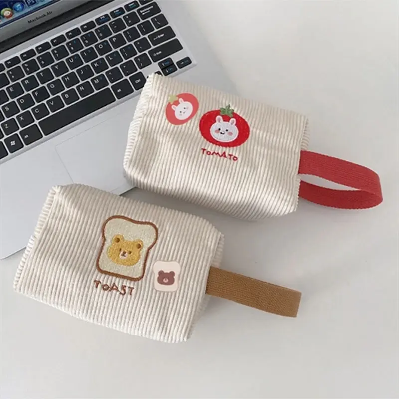 

Makeup Bag Simple Corduroy Bear Portable Cosmetics Portable Cute Vertical Storage Bag