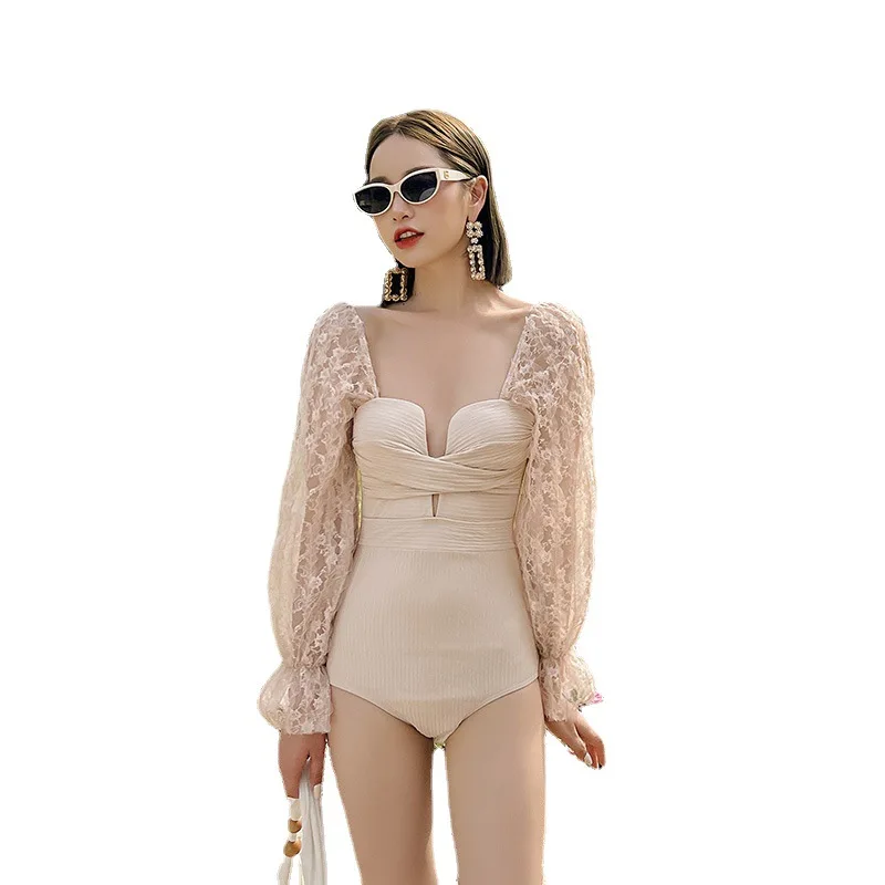 

Swimsuit 1 Piece Women 2021 Bathing Suit One Neck Female Pao Hot New Slim Print Polyester Sierra Surfer Bikini Vintage For Fused