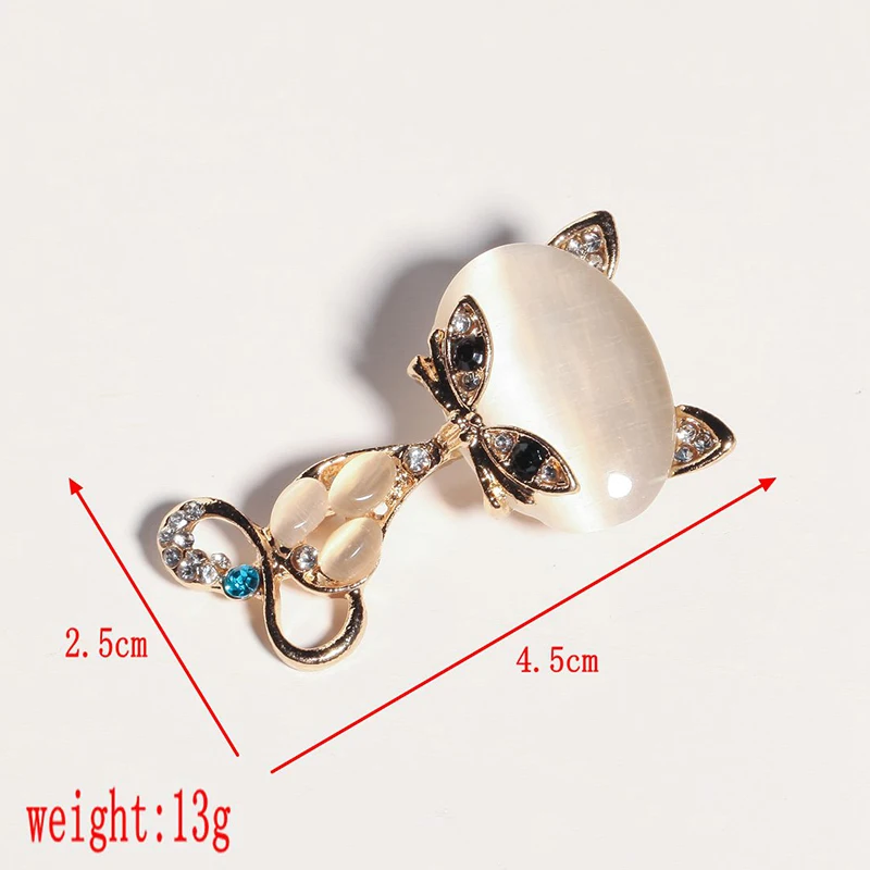 

New Fashion Hot Sale Gold Color Filled Multicolor Opal Stone Fox Brooches Women's Fashion Cute Animal Crystal Pin Brooch Jewelry