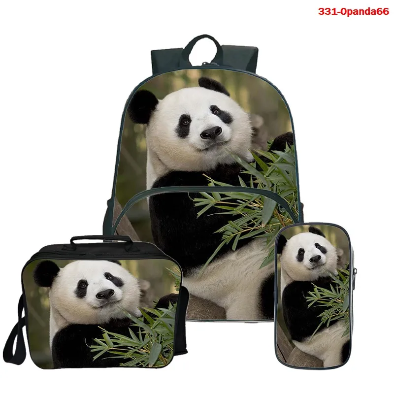 

Kawaii Panda Print Backpack Bag College Bookbag Mochila 3pcs/set Teen Girls Boy Backpack 3D Animal SchoolBag Pencil Case