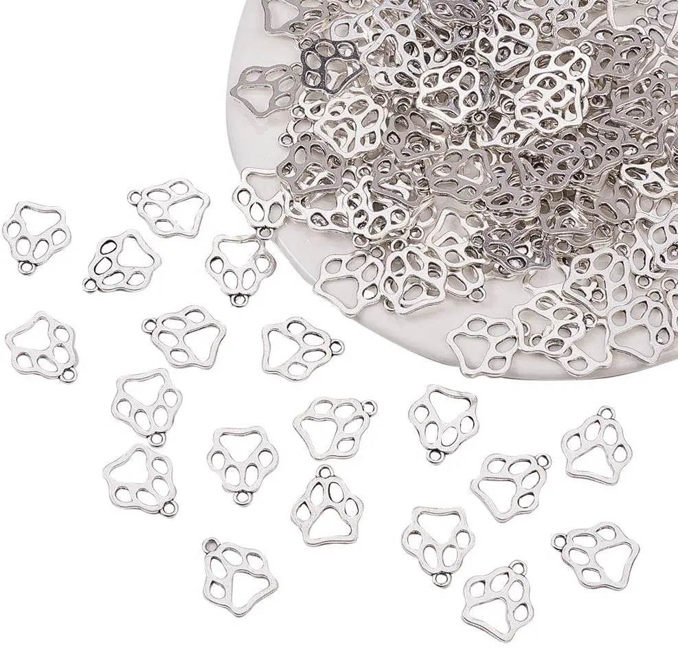 

Подвески из цинкового сплава в тибетском стиле, шармы с принтом щенков, собачьих лап, плоские бусины для изготовления браслетов, ожерелий, ю...