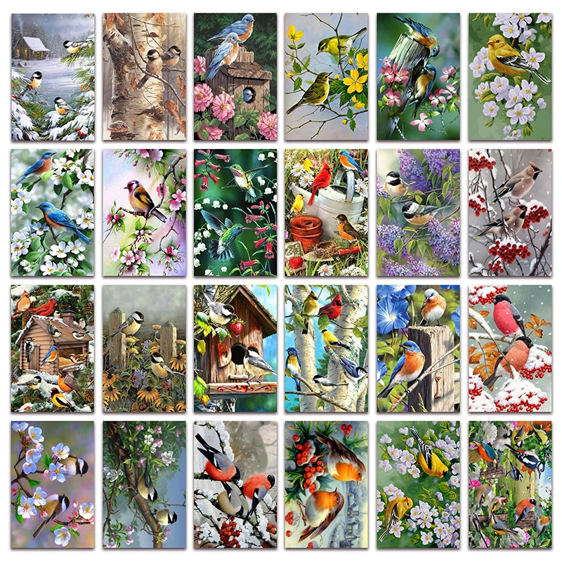 

New DIY Diamond painting mosaic Flowers bird Tree 5D Full Diamond embroidery cross stitch Parrot magpie picture Home decor E090