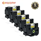 Черно-желтая лента для этикеток P-Touch, совместимая с Brother TZ 651, TZe651, tze 651, tz651,  24 мм, 8 м, устройство для этикеток, 5 шт.