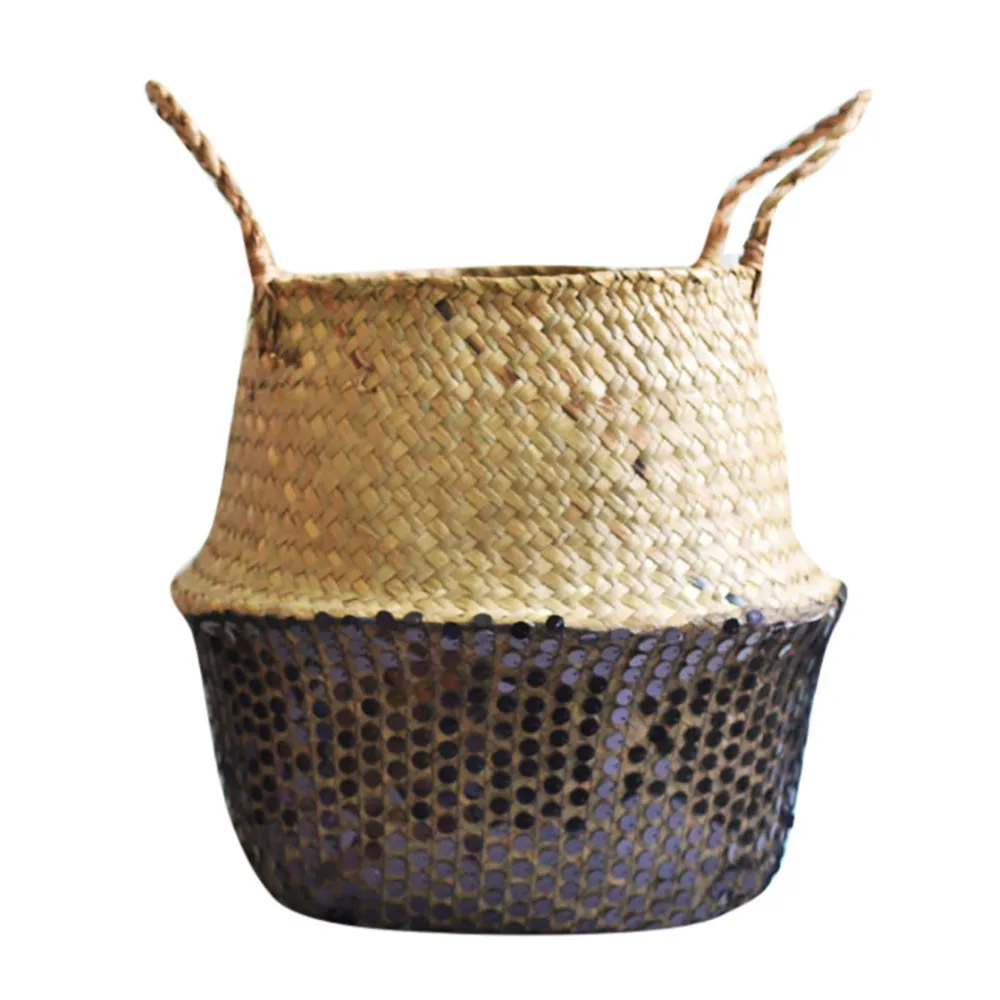 Seagrass Wicker Basket Flower Pot Folding Basket Dirty Basket Storage Decoration Home& Garden Wholesale& Drop Shipping
