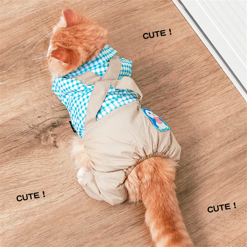 Зимний теплый комбинезон для кошек одежда милых щенков костюм Kedi Katten animaux de compagnie