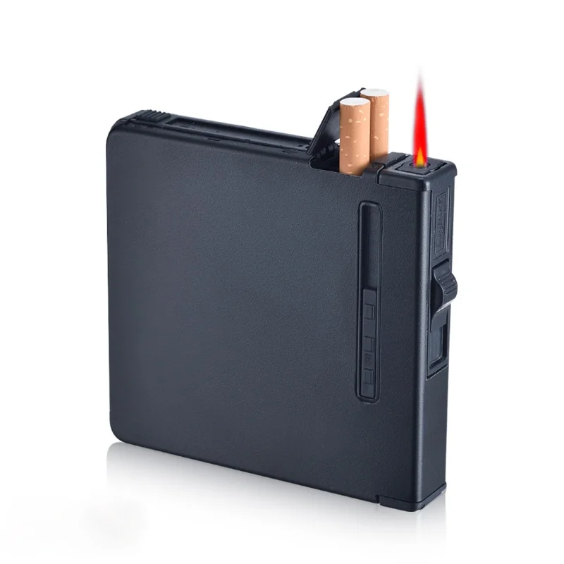 

Aluminum Alloy Automatic Cigarette Case Lighter 20pcs Ultra-thin Integrated Portable Creative Windproof Smell Proof Weed Storage