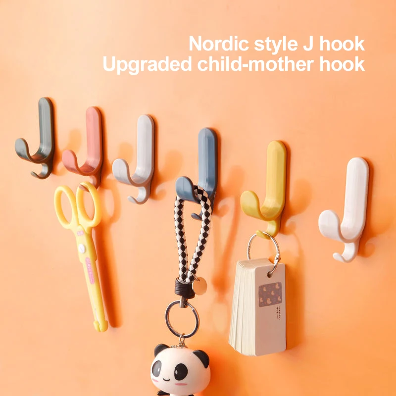 

6PCS /4PCS ​Towel Hook Plastic Door Hanger Self Adhesive Wall Hanger Hat Racks Key Hanger Wall Organizer Home Decor Key Holder