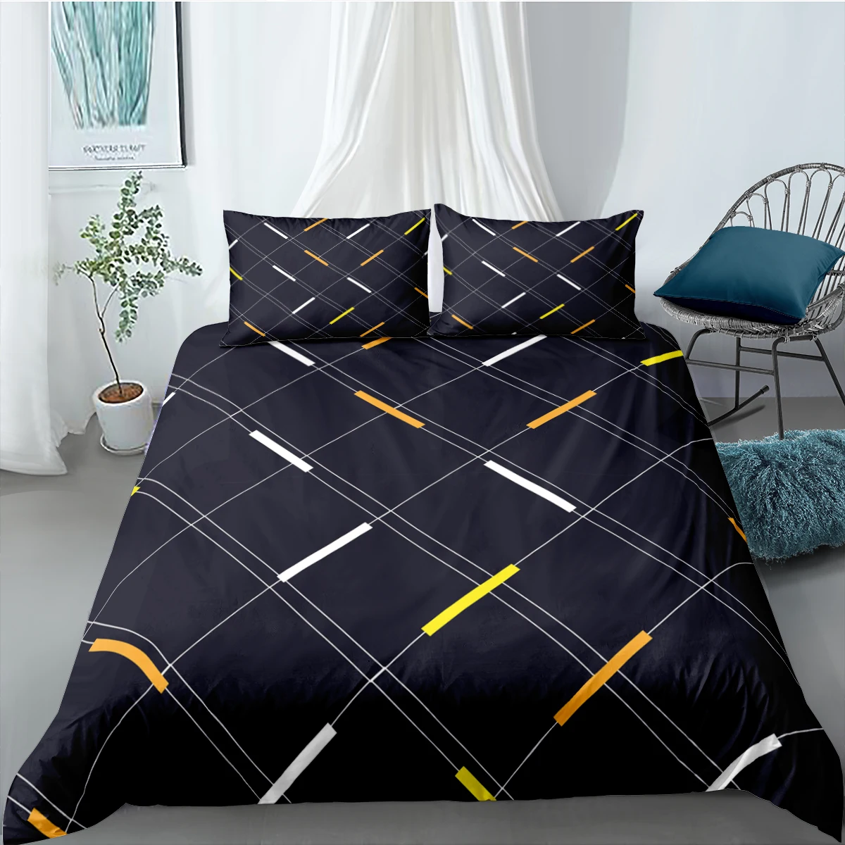 

Home Textile Simple lattice Duvet Cover Diagonal lines Pillow Case comforter cover Boy Kid Teen girl Bedding Set King Queen Twin