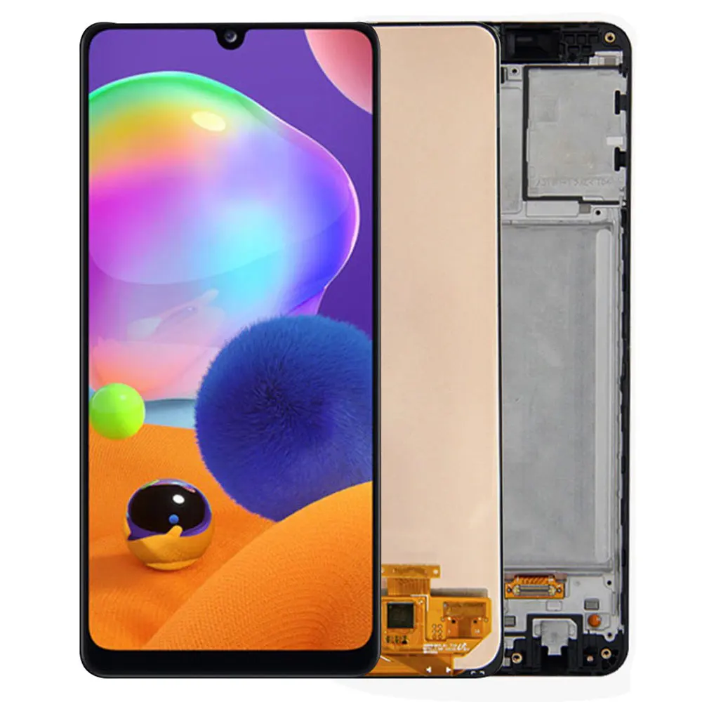 Pantalla LCD AMOLED 100% Original para m&oacute;vil, montaje de digitalizador con marco trasero, para Samsung Galaxy A31, A315, A315F, 6,4-3