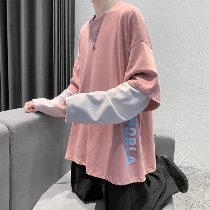 Модные розовые футболки в японском стиле Харадзюку хип-хоп для мужчин и женщин