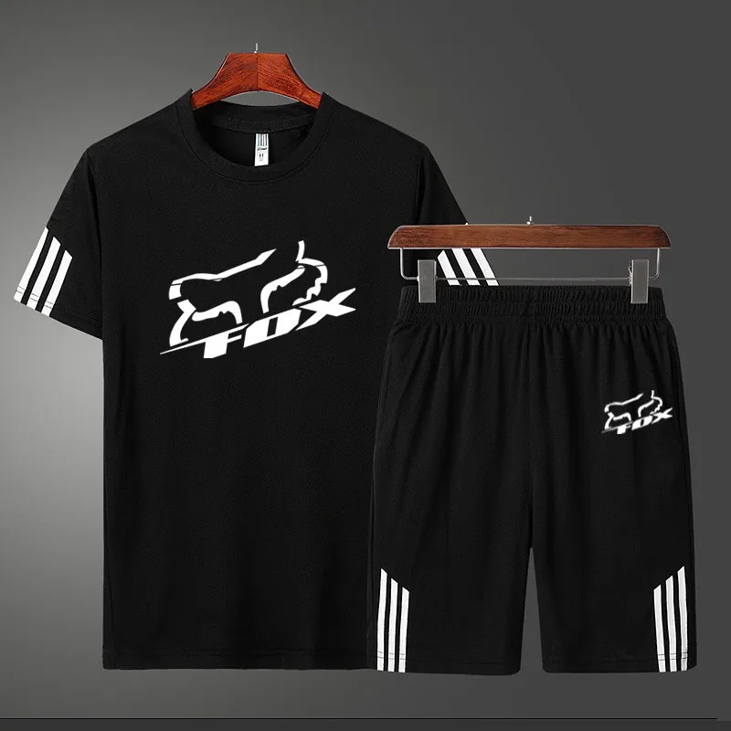 

New Men's Casual Sports Suit Men's Running Clothes Gym Summer Two-piece Quick-drying Clothes Ice Thin Casual Short-sleeved Short