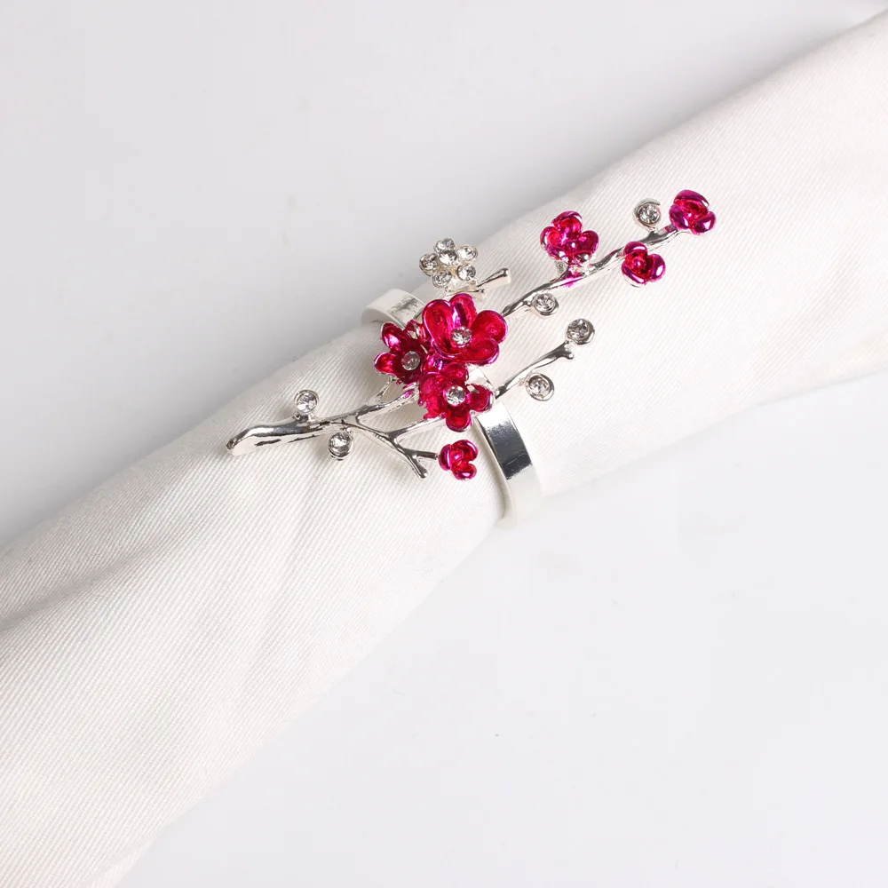 10 шт. роспись цветок сливы салфетка пряжка кольцо для свадебных салфеток