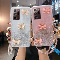 luxury bling glitter lanyard silicone phone case for samsung galaxy s22 s21 s20 fe s10 note 20 10 9 plus ultra thin strap cover