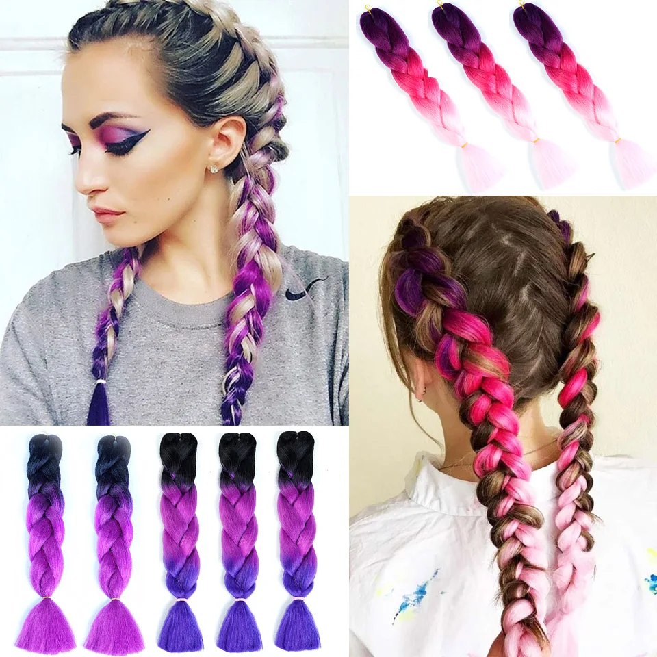 Синтетические косички AILIADE 100 г 24 дюйма высокая температура волокно огромные