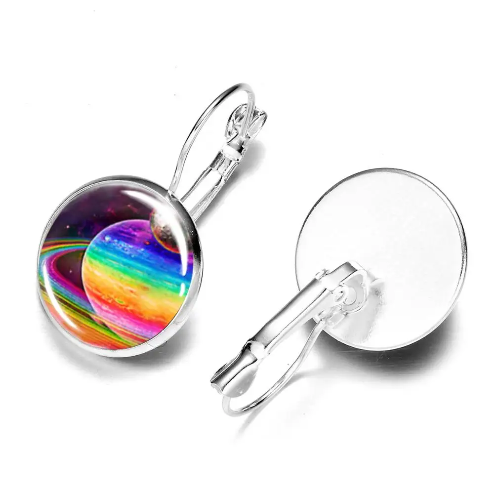 Сережки со стеклянным куполом и изображением планеты земли | Украшения