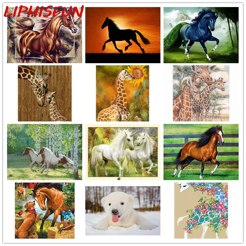 

5D Diy Алмазная картина животное лошадь Жираф собака полное сверление квадратные Стразы Алмазная вышивка животное вышивка крестиком домашни...