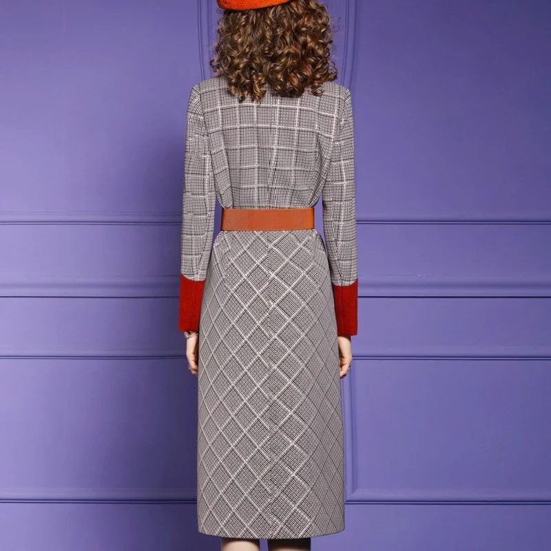 Женское платье-карандаш с длинным рукавом разрезом | Женская одежда