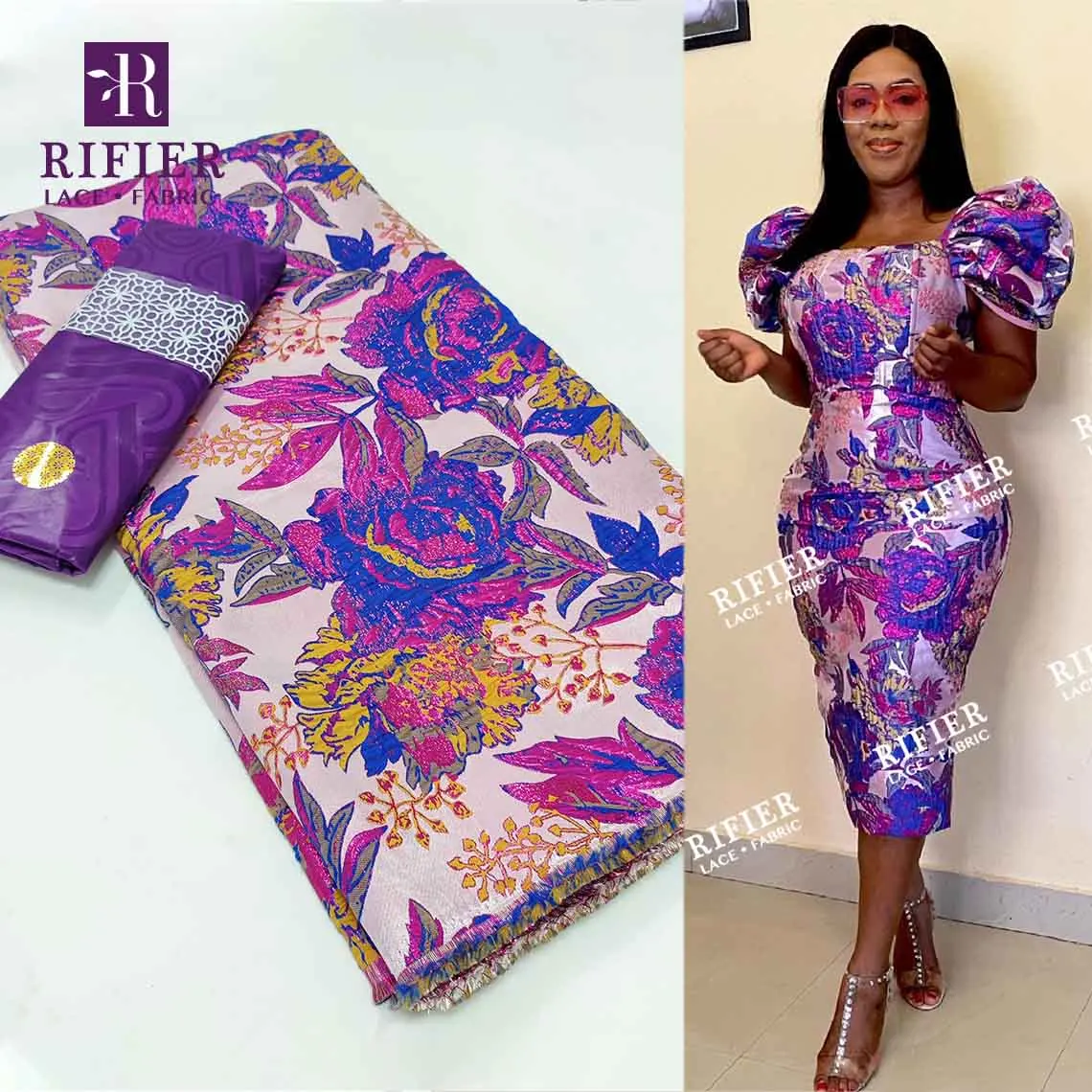 Фиолетовая Высококачественная африканская сетка тюль кружевная ткань